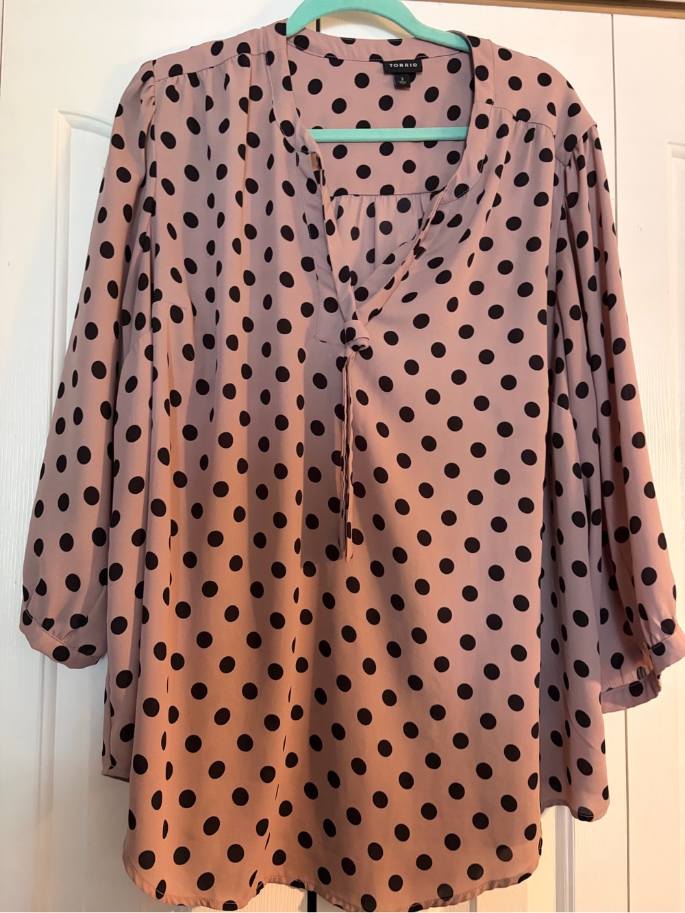 torrid Mauve Pink Polka Dot Blouse with Black Dots